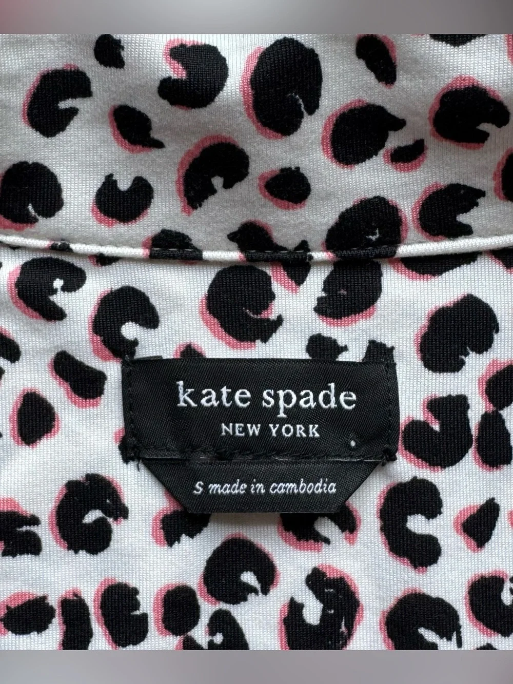 Kate Spade New York Pajama Top S Collared Button Down Leopard Animal Print NWOT